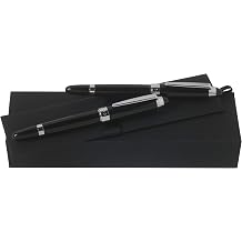 HUGO BOSS ICON HPPR501 Fountain Pen and Rollerball Pen Set in Black and Silver, Gift Set for Men/Women, Suitable for All Occasions, HPPR501 Pack of 1