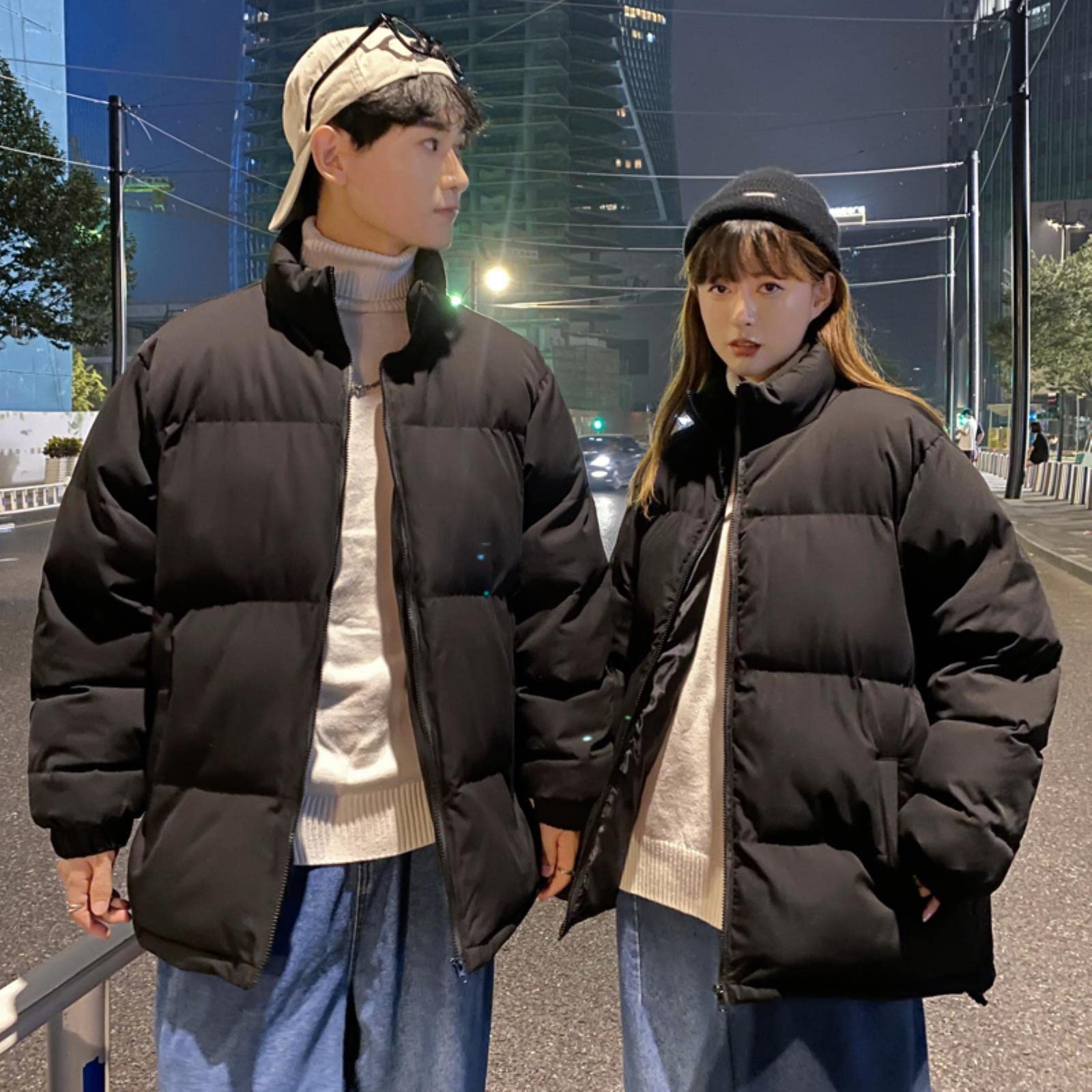 ZXCL Winter Warm Jacket Men's Parka Solid Thicken Streetwear