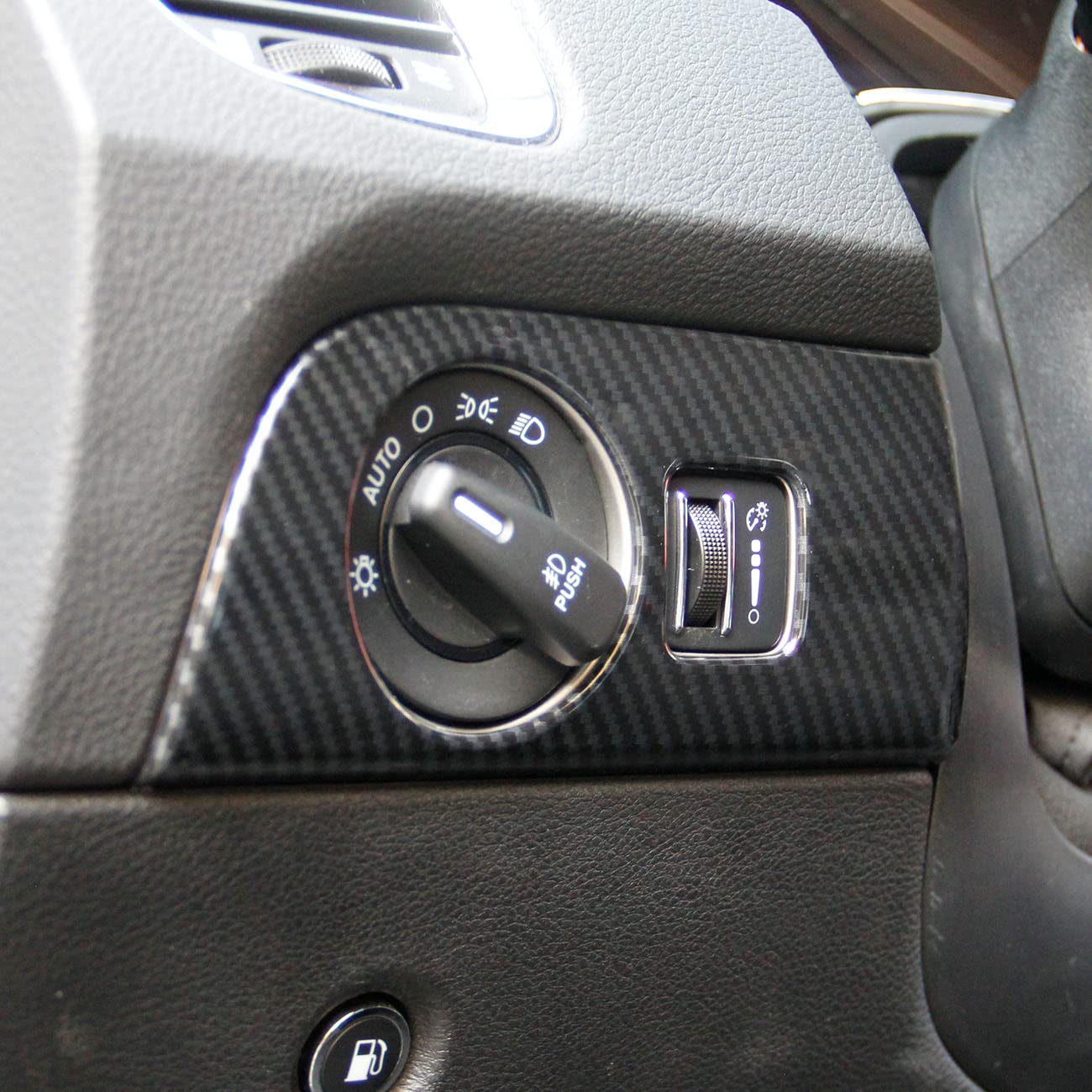 Carbon Fiber Headlight Switch Button Panel Sticker Trim Cover for Dodge Durango 2011-2020
