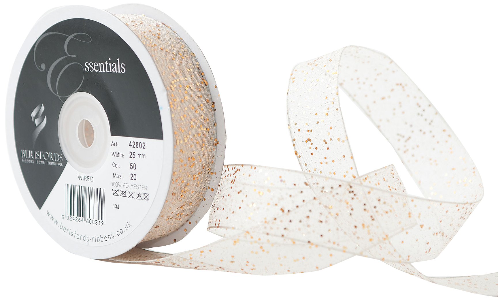 Berisfords 50 Cream Random Glitter Ribbon