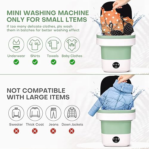 Miniatura 7 de Lavadora portátil, mini lavadora de ropa mejorada de 13 litros con 3 modos, pequeña máquina de lavandería plegable para viajes, camping, caravana,