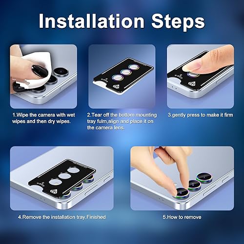 Vista 99 de para Samsung Galaxy Z Flip 7 Protector de Lente de Cámara, Cubierta de Lente de Vidrio Templado con Anillo de Metal Individual, [Fuerte Adhesión] 1