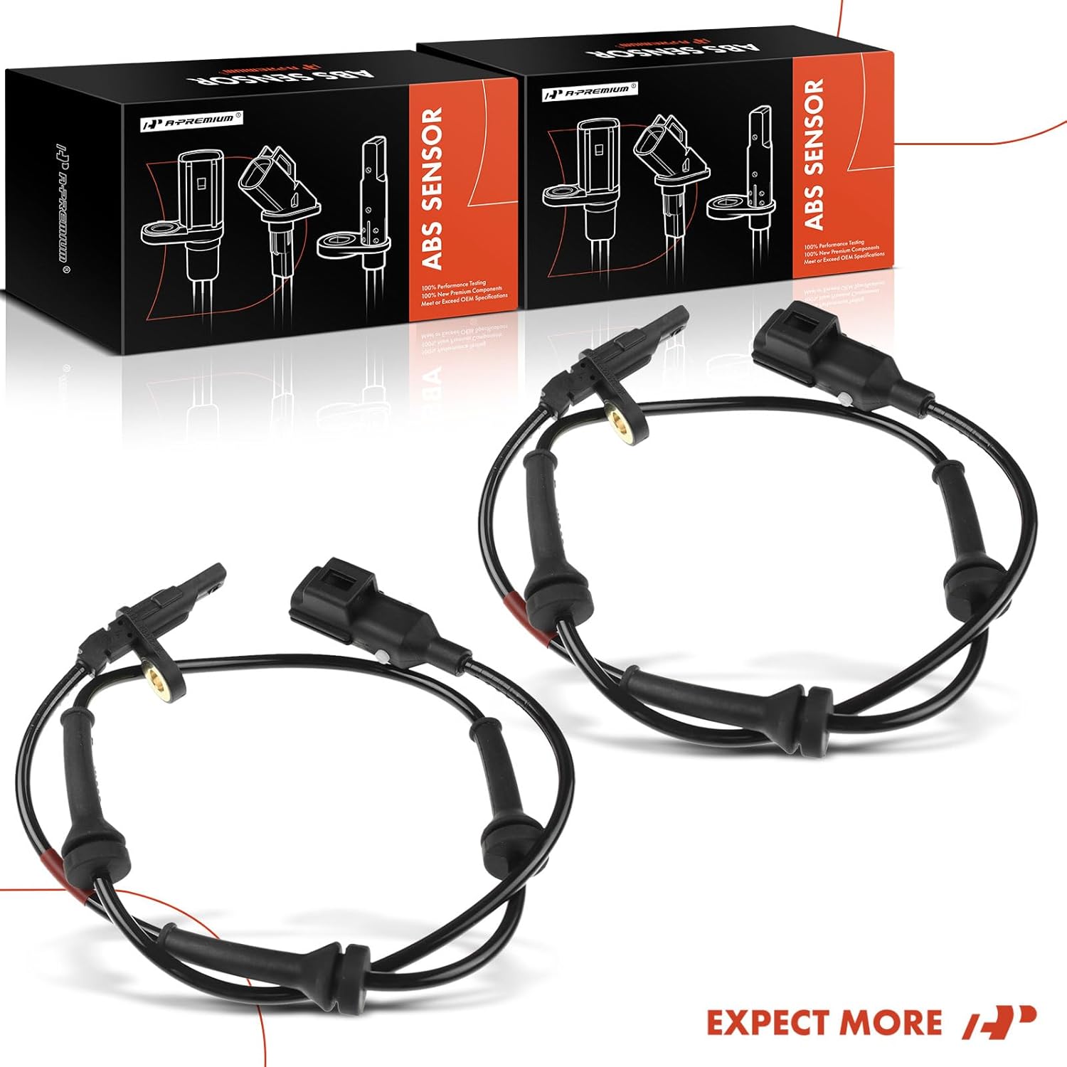A-Premium ABS Wheel Speed Sensor Compatible with Land Rover Models - Range Rover Evoque 2013-2016 L4 2.0L - Rear Driver and Passenger Side, 2-PC Set