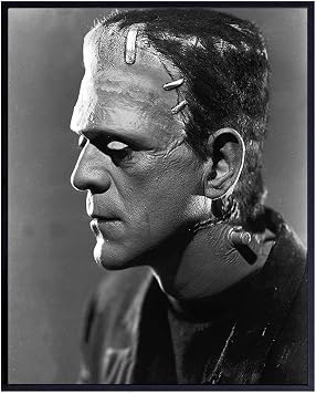 Frankenstein Poster - 8x10 Home Theater Decor - Gothic Home Decor for Men - Horror Movie Poster - Scary Movie - Man Cave Decoration - Funny Teen Room Artwork - Goth Room Print - Monster Wall Art
