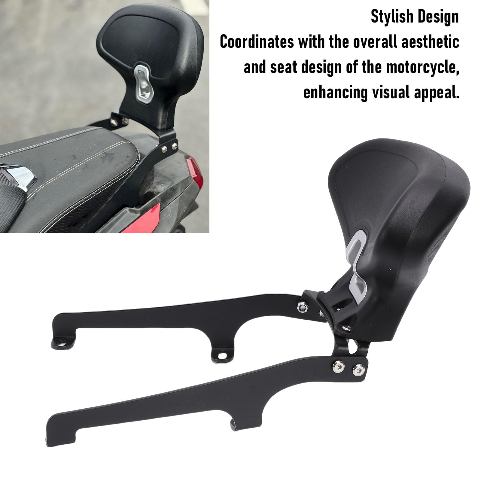 Asixxsix Schienale Posteriore per Moto, Schienale Passeggero Stabile Impermeabile e Resistente Alla Luce Solare Ad Alta elasticità, Sissy Bar con Supporto Lombare Accessori per Installazione Rapida