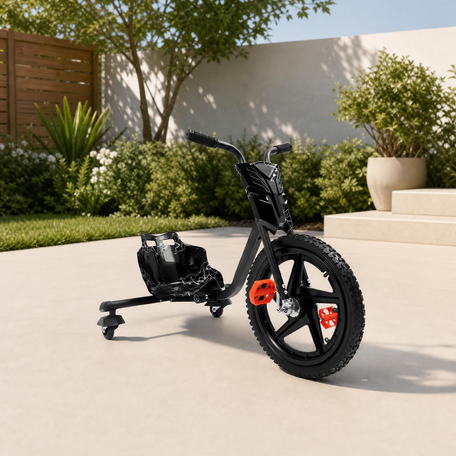 Kinder Drift Trike Dreirad Tretroller ab 6 Jahren 4 Stufen 80kg Schwarz