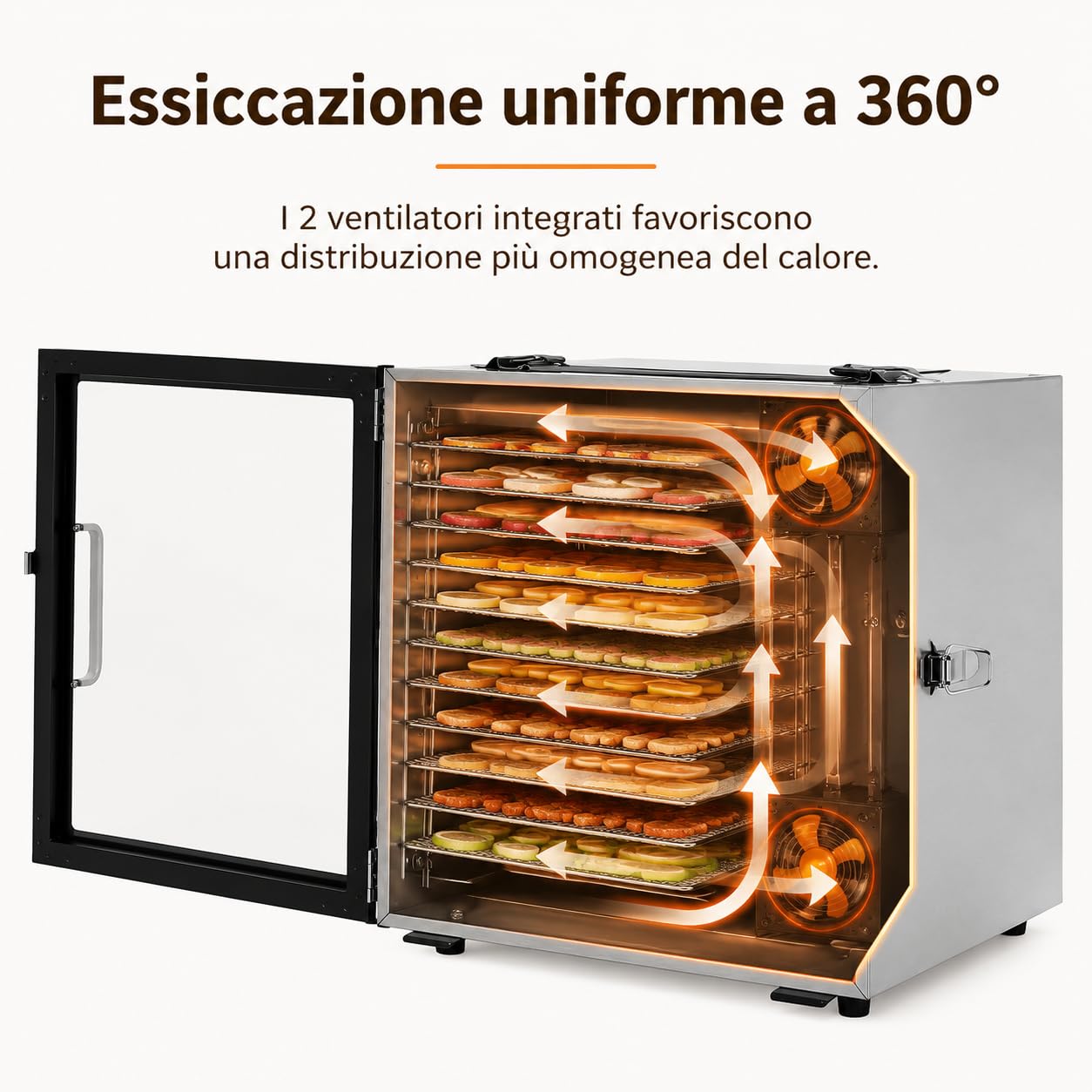 Suszarka ze stali nierdzewnej, 800 W, 12 misek ze stali nierdzewnej, urządzenie do suszenia owoców, mięsa, wołowiny, suszonych mięs, ziół, z regulowanym timerem i regulacją temperatury