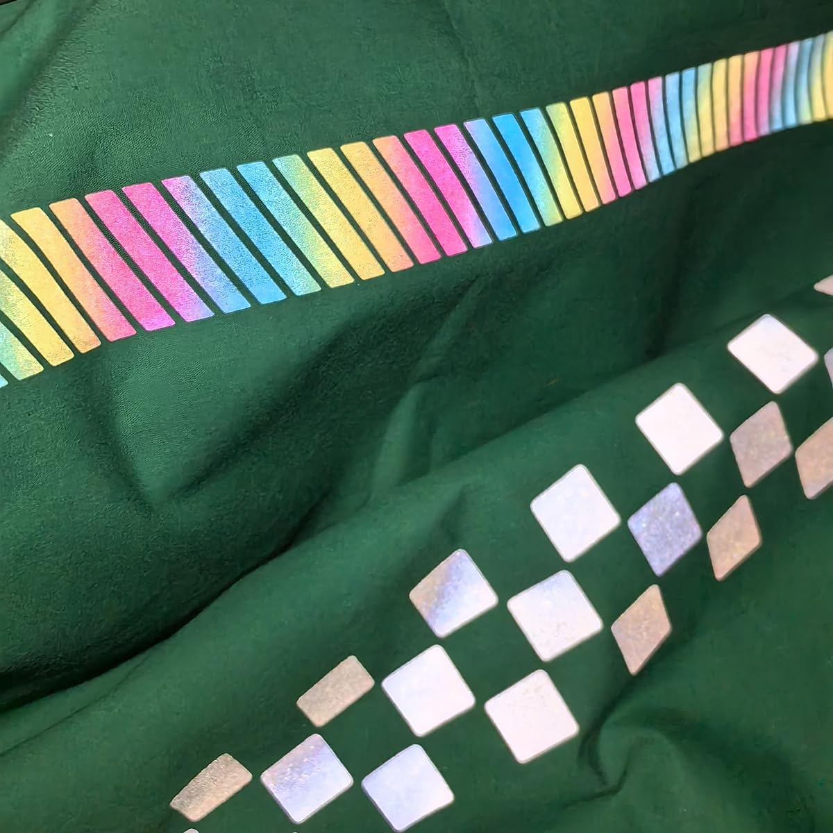 Colorful Striped Reflective Heat Transfer Vinyl Iron On Tape for Clothing 1 inch x 10 Yard (Pack of 2)