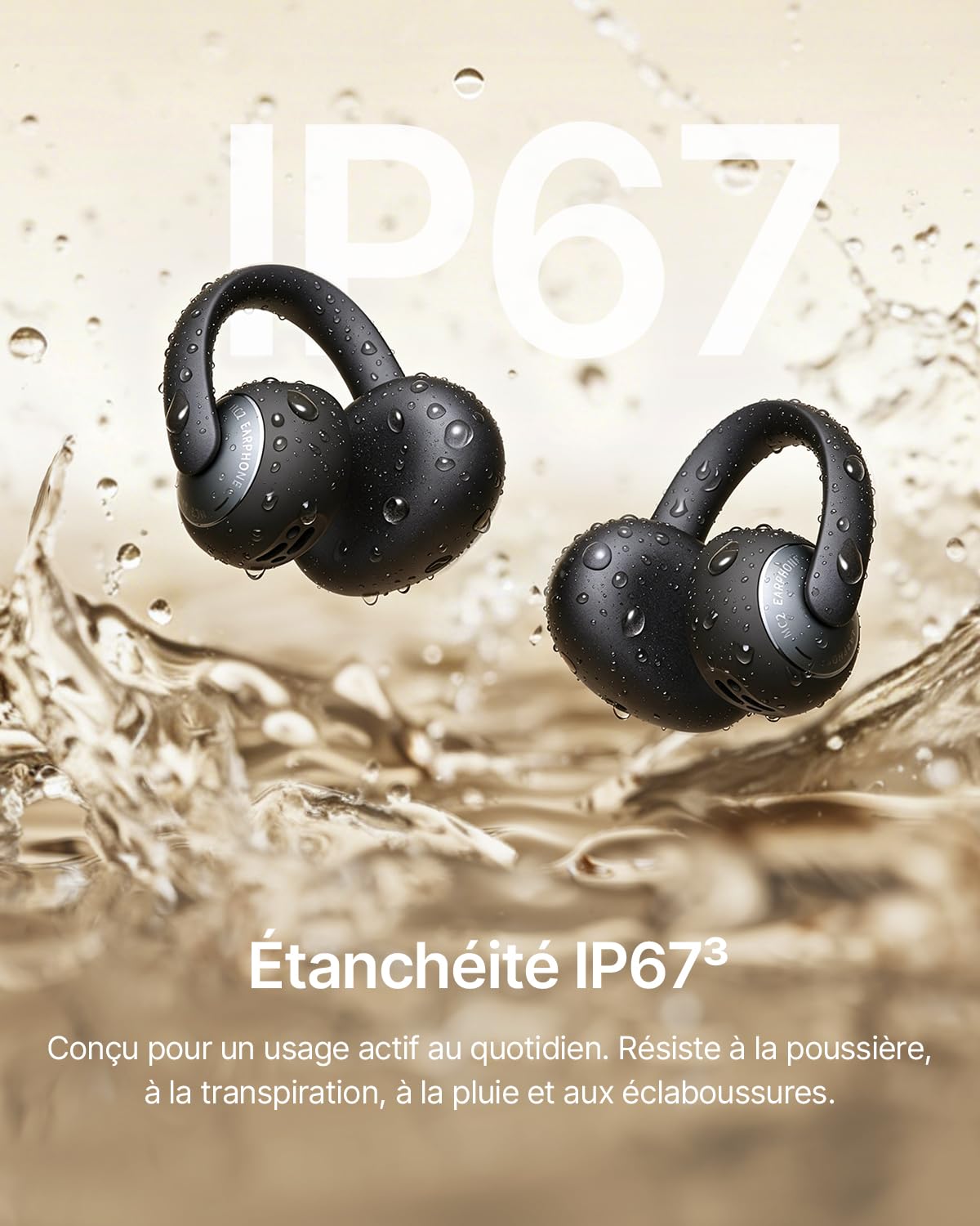 Baseus MC2 Écouteurs à Oreilles Libres, Clip-on Earbuds | CloudComfort 2.0, Hi-Res Audio, LDAC, SuperBass 3.0, Bluetooth 6.0, 4 Micros avec IA, 55 h d'autonomie, IP67, légers 5,1 g