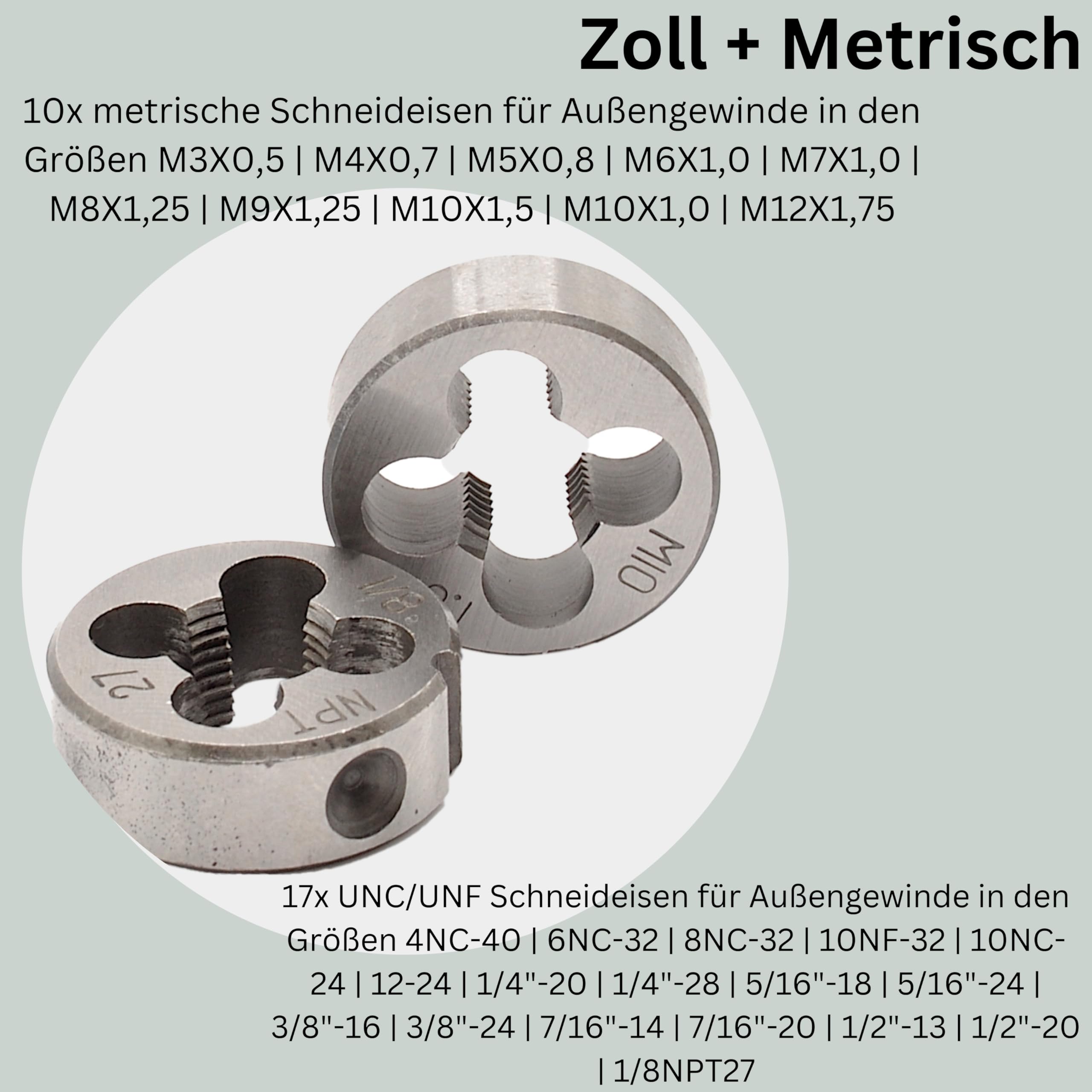 Set di filettatrici 60 pezzi metriche pollici UNC UNF maschi