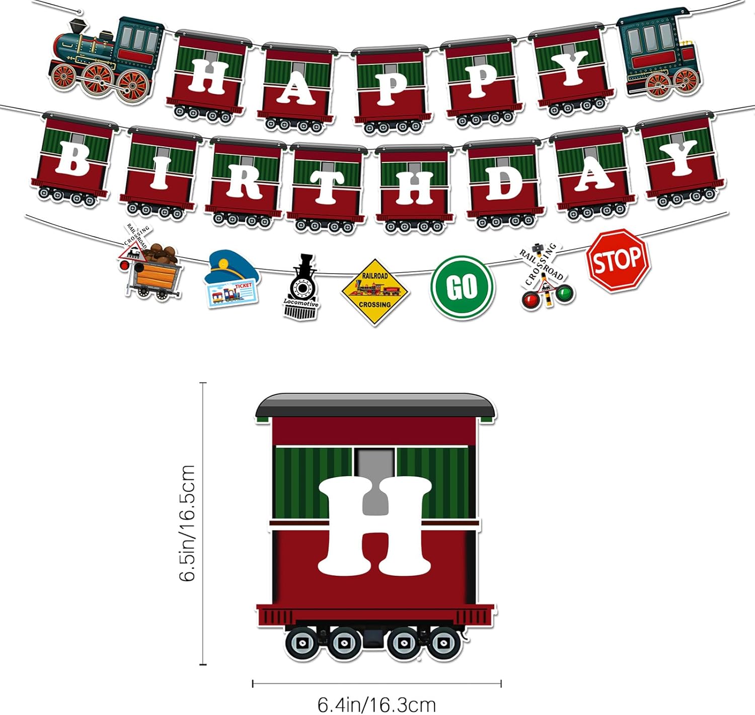 Train Birthday Party Decorations Set Steam Train Party Supplies Includes Banner, Garland, Cake Topper, Cupcake Toppers, Balloons for Baby Shower Kids Retro Train Birthday Party Decor - Image 3