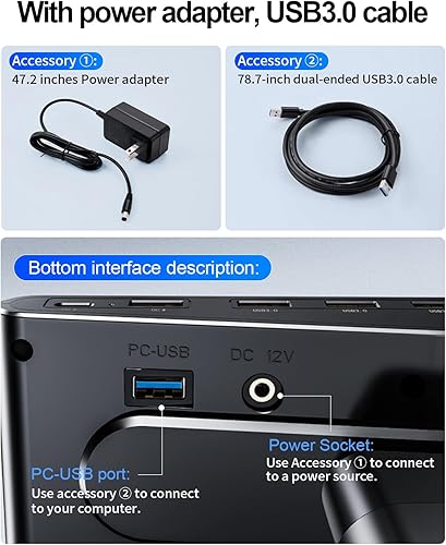 Miniatura 3 de Soporte elevador para monitor de computadora para escritorio con carga de concentrador USB, estación de acoplamiento USB C de 30 W5 Gbps con