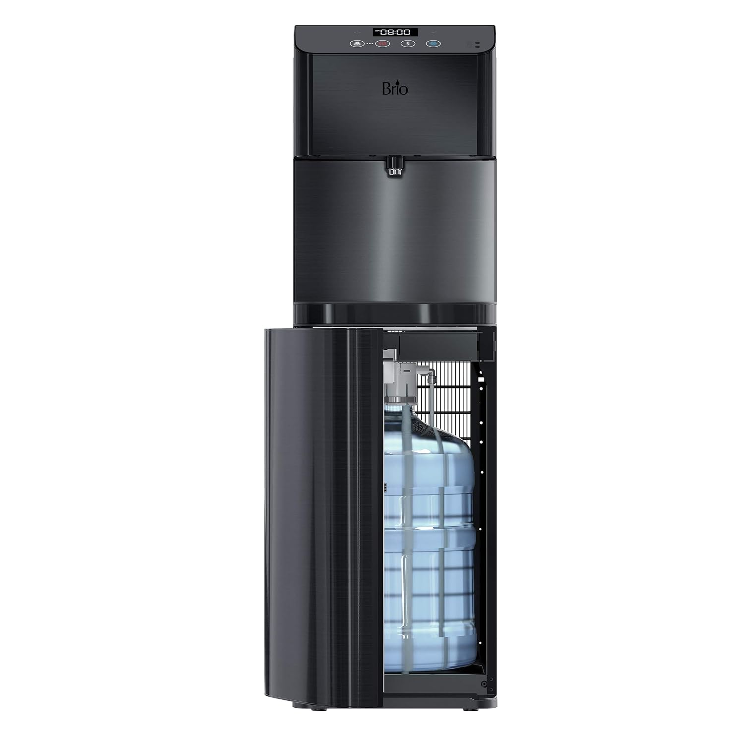 Brio CLBL720SCBLK Moderna Self Cleaning Bottom Load Hot, Cold &amp; Room Water Cooler - New Black Stainless Steel - Tri Temp WTouch Dispenser Feature
