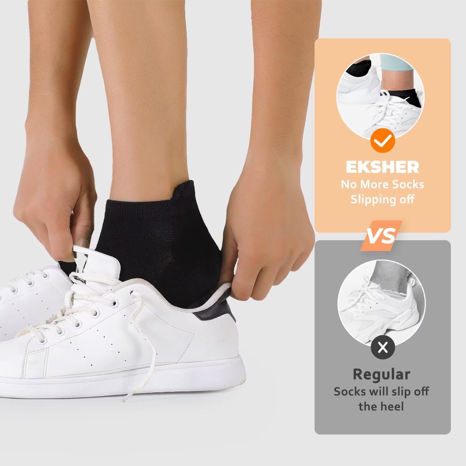 EKSHER 10 Paia Calzini Uomo Corti Calze Donna Corte Cotone Calza Sportive Basse Traspirante Running Elastiche Tennis