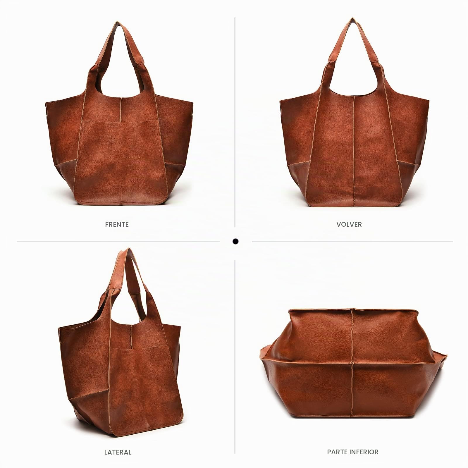 NICOLE & DORIS Bolsos de Mujer Grandes Bolso Bandolera Bolso Tote con Compartimento Bolsos Universidad Piel Suave Bolso de Hombro Ligero Plegable Bolso Trabajo Marrón Castaño