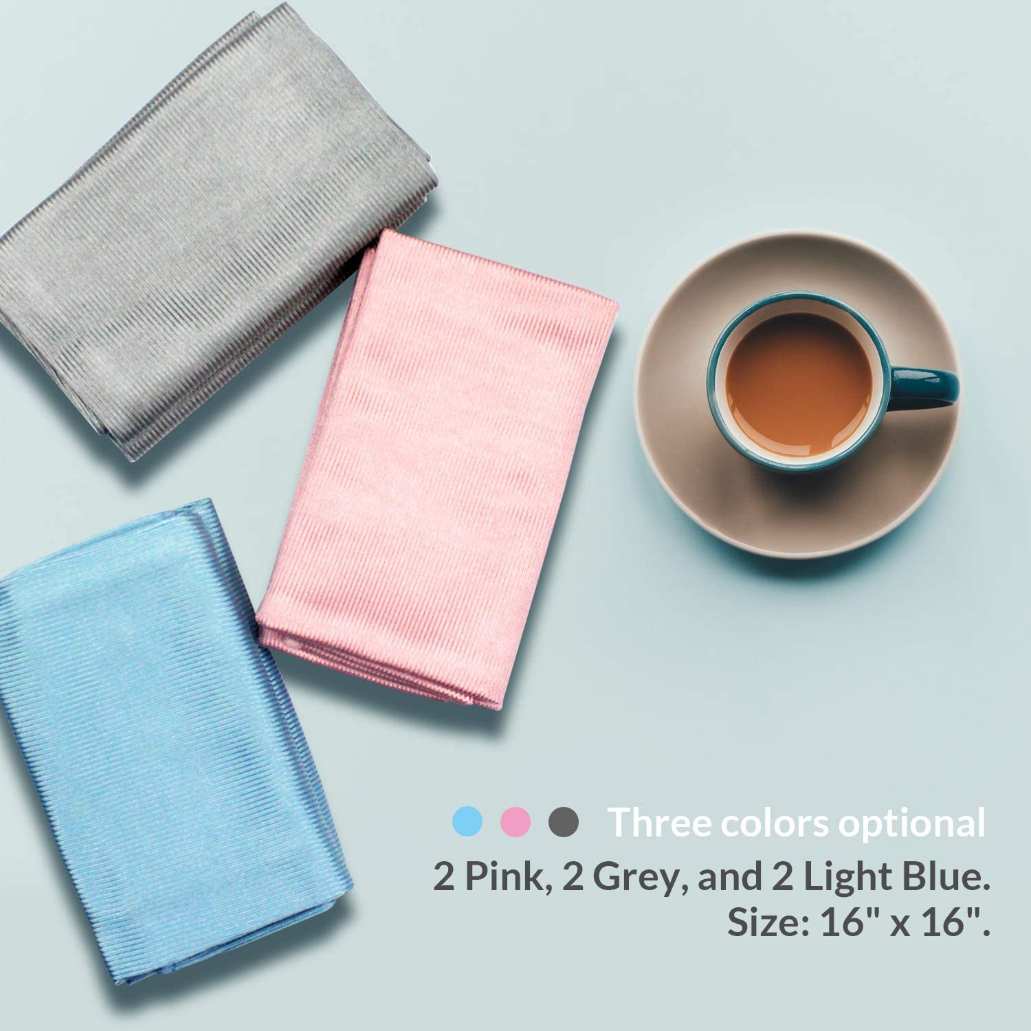 LIRITE Microfibre Cleaning Cloths Glass Polishing Cloths Lint free Cloths Glass Cloths Kitchen Rags Wash Cloths Bar Dish Towel 40cmX60 cm 2Pack Blue - Image 4