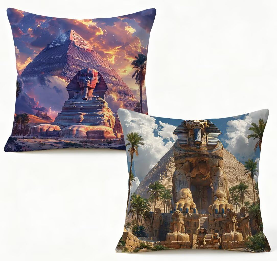 Funda de Almohada 65 x 65 Juego de 2 Cojines Sofa MarróN, Funda Cojín 65x65 cm Cojines Cama Egipto Decorative Pillows Lino Impresión HD a Doble Cara para Decoracion Hogar, Regalos Mujeres W-7N8343
