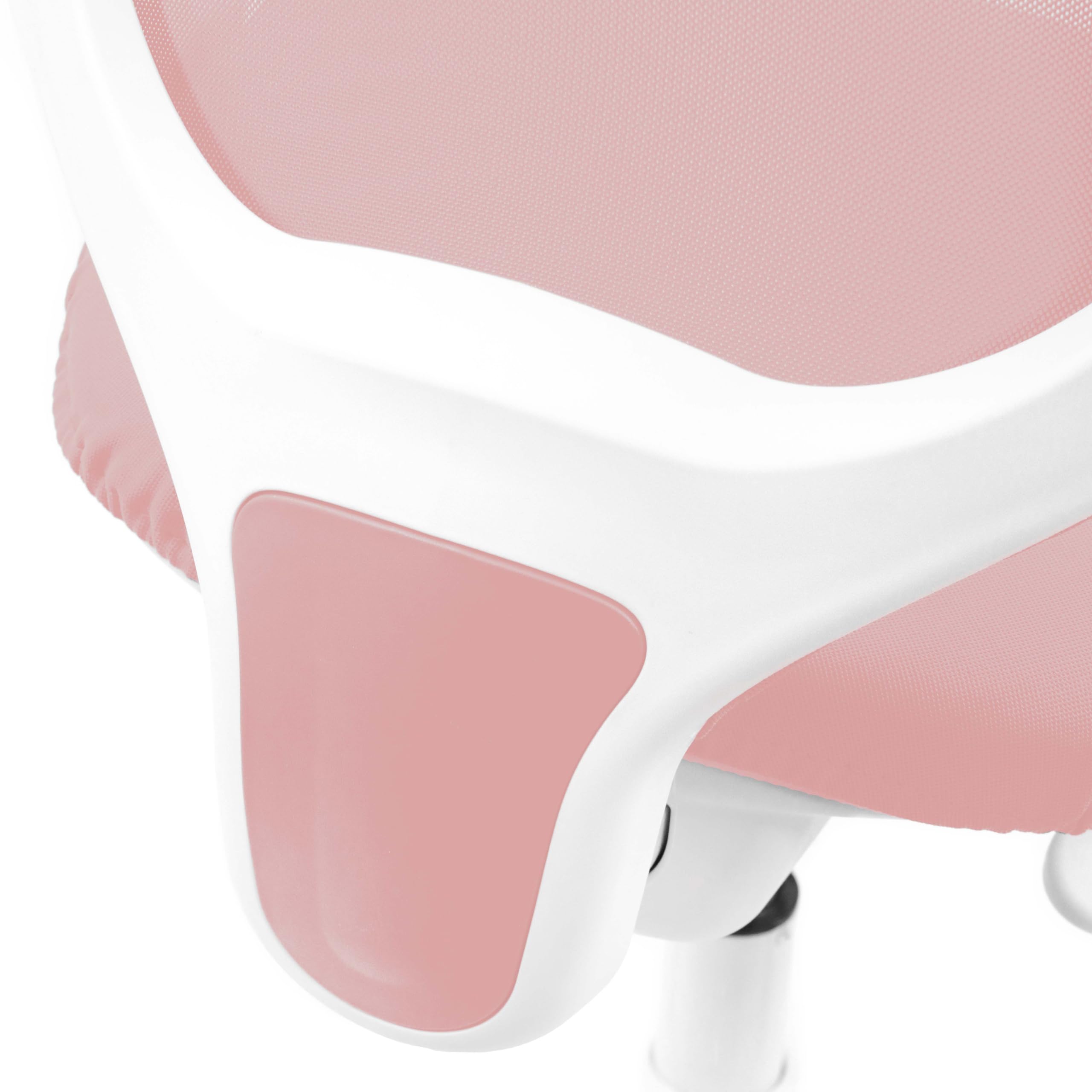 hjh OFFICE 736412 Kinder Schreibtischstuhl Kid Ergo Stoff/Netz Kinderstuhl mit Fußablage, Armlehnen klappbar, Rosa/Weiß