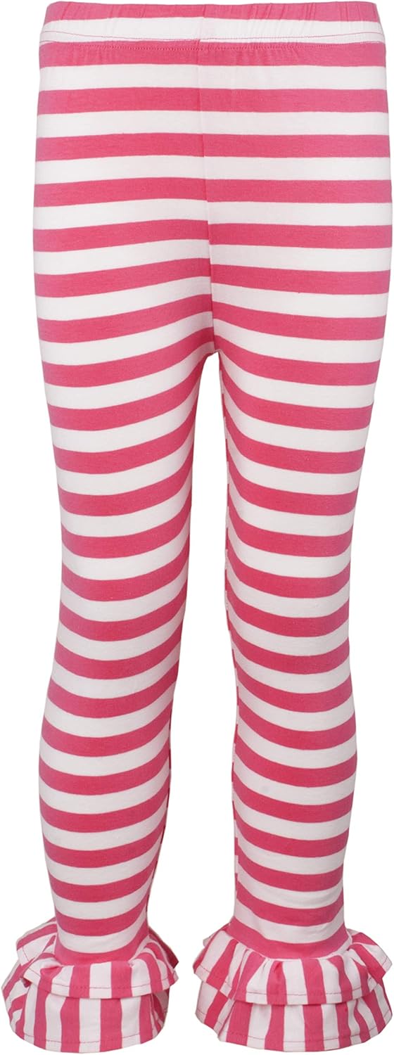 Girl's Cotton Ruffle Stripe Leggings