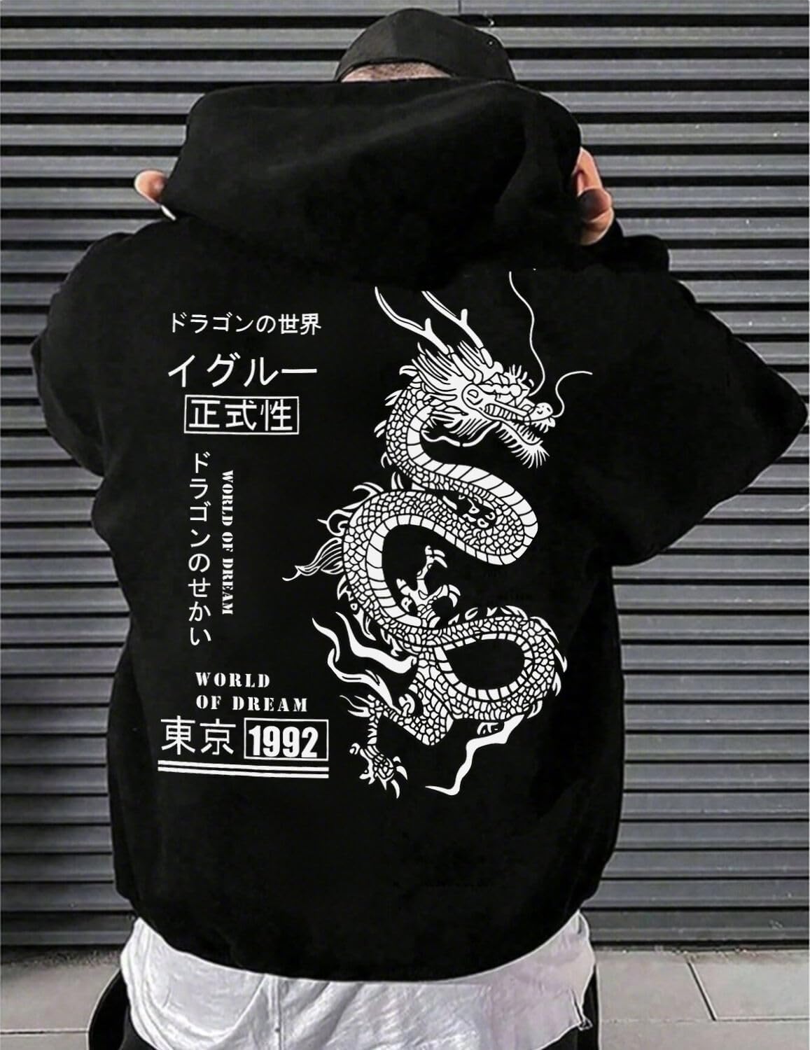 UOUA Men's Graphic Quarter Zip Hoodies Casual Long Sleeve Drop Shoulder Sweatshirt Pullover Streetwear Top - Image 3