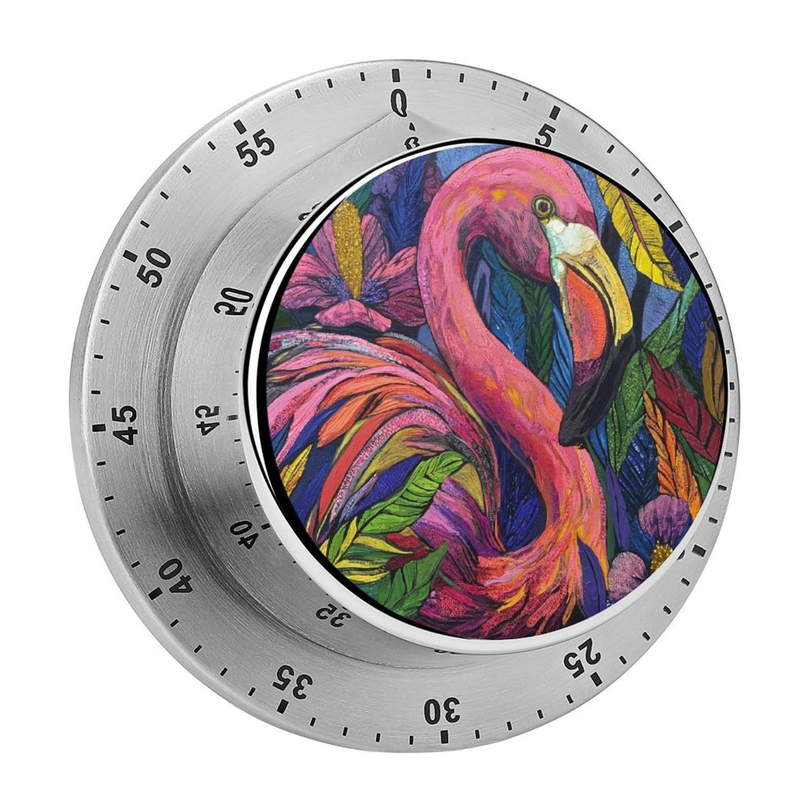 Flamingo Flower Kitchen Timer Magnetic Countdown Countup Timer for Cooking Baking 8x8cm