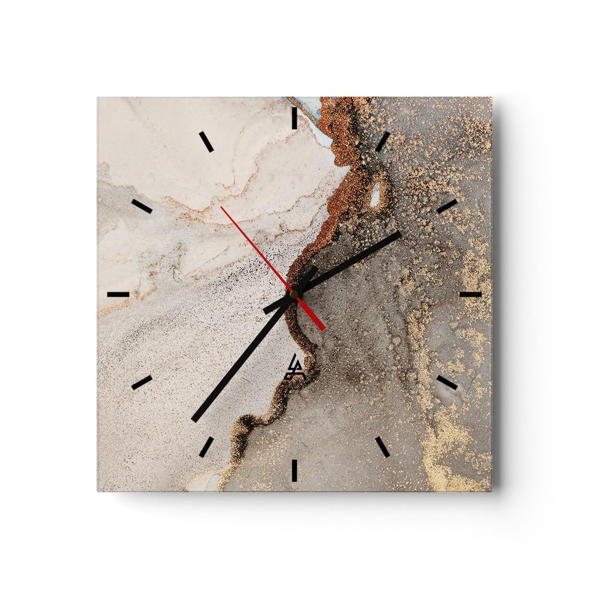 ARTTOR Orologio da Muro in Vetro 40x40 cm Quadrato Astratto - 4778 | Calcolo Sabbia Astrazione Moderno Orologio da Parete Decorativo Silenzioso Analogico Decorazione da Parete ARTTOR