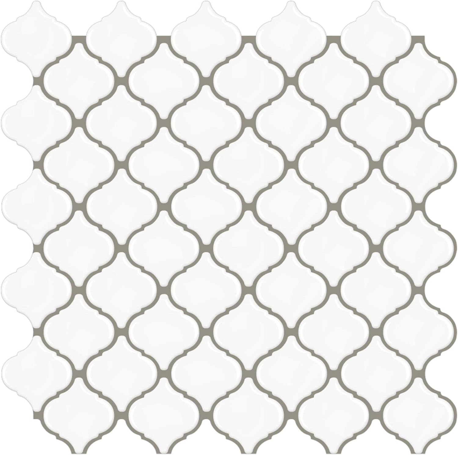 Tech Deals 🔥 STICKGOO Peel and Stick White Arabesque Backsplash, 12”X12” Stick on Tiles for Kitchen & Bathroom (Pack of 10, Thicker Design)