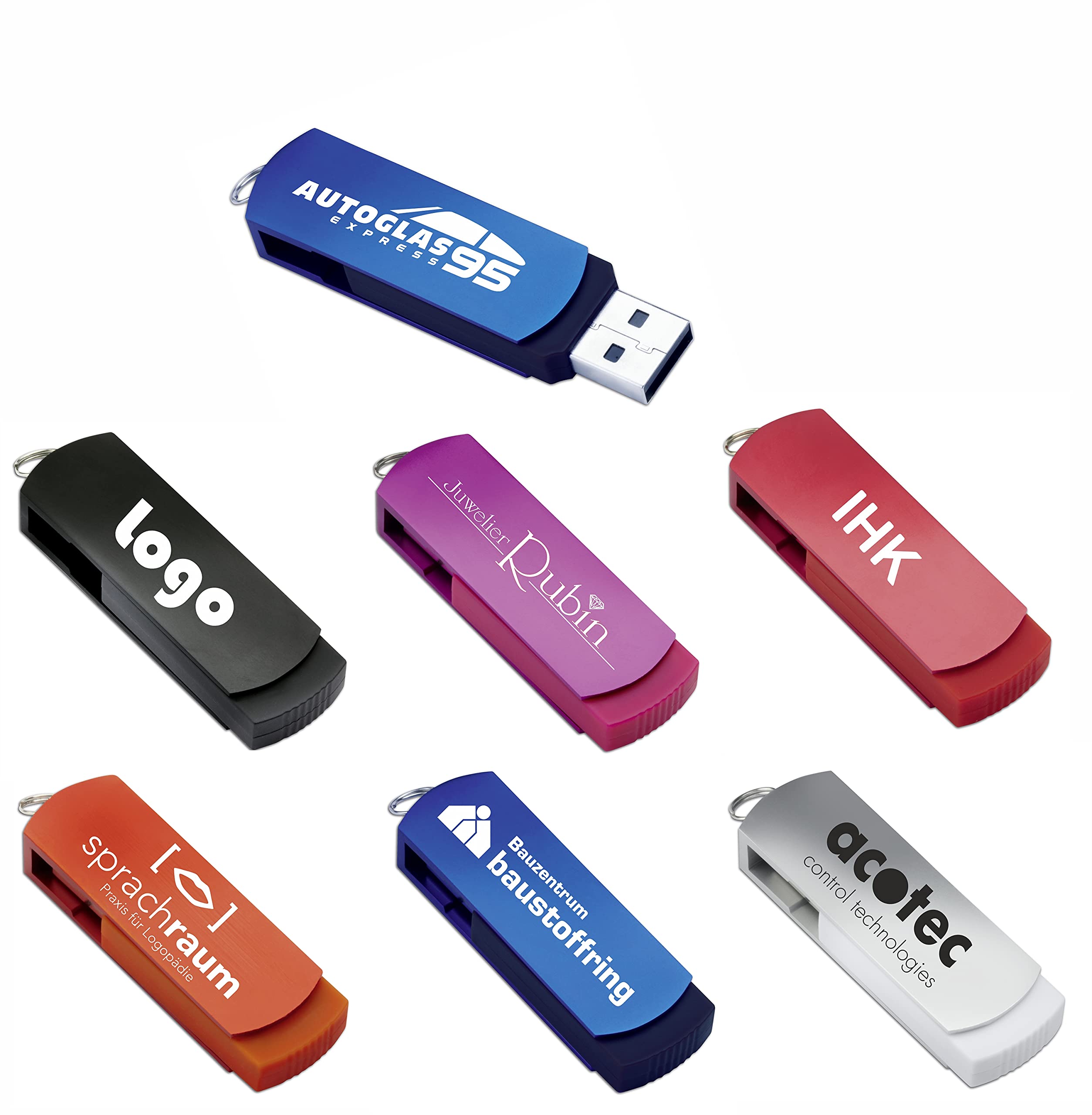 25 Stück Trendiger 4GB USB Stick REFLECTS ARAUCA mit Logogravur 51814 Farben graviert (Weiss)