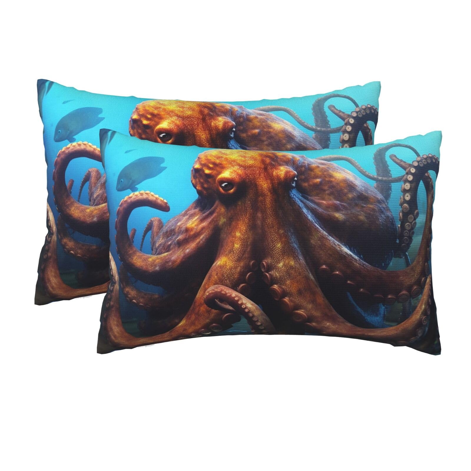 2 Pack Queen Pillow Cases with Hidden Zipper, Soft Breathable Pillow Covers for Hair and Skin, Huge Octopus Pillowcases 20"x30" Bed Pillow Protectors Cover for Sleeping Gifts