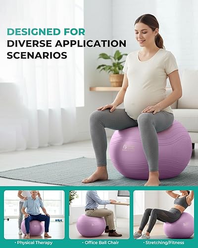 Miniatura 5 de Gruper Pelota de yoga, pelota de ejercicio extra gruesa para entrenamiento y estabilidad durante el embarazo, 4 tamaños, pelota de equilibrio