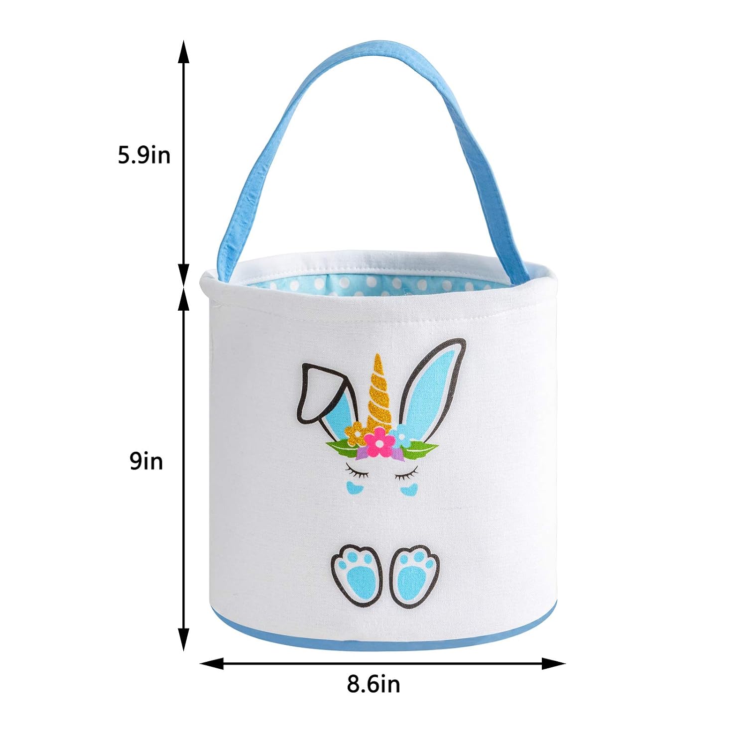 Easter Bunny Basket for Kids - Easter Tote Bag with Handle for Egg Hunting