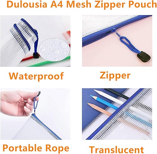 Miniatura 3 de 12 bolsas de malla con cremallera para documentos, carpetas de archivos A4 de PVC con cremallera de plástico, bolsas impermeables para rompecabezas