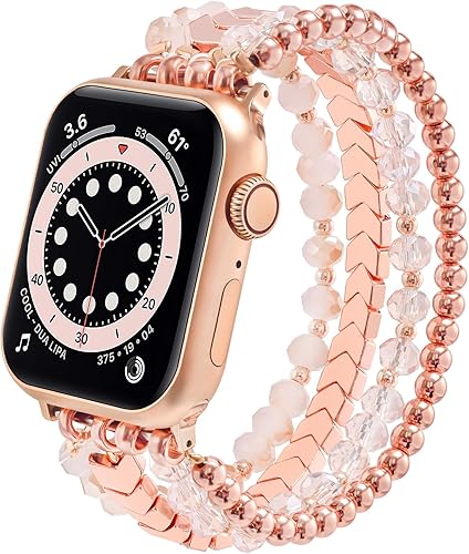 Miniatura 12 de MOFREE - Pulsera de cuentas elástica para reemplazo de correa de Apple Watch de 40 mm, 38 mm, 41 mm, 42 mm para Series SE, 10, 9, 8, 7, 6, 5, 4, 3,