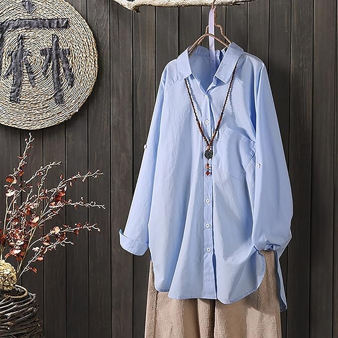 Appoi Button Shirts Casual Irregular
