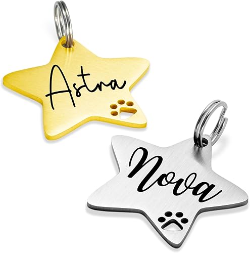 Miniatura 25 de Ultra Joys Etiquetas de identificación personalizadas para mascotas - Etiqueta de identificación de mascotas personalizada de pata hueca - Etiqueta