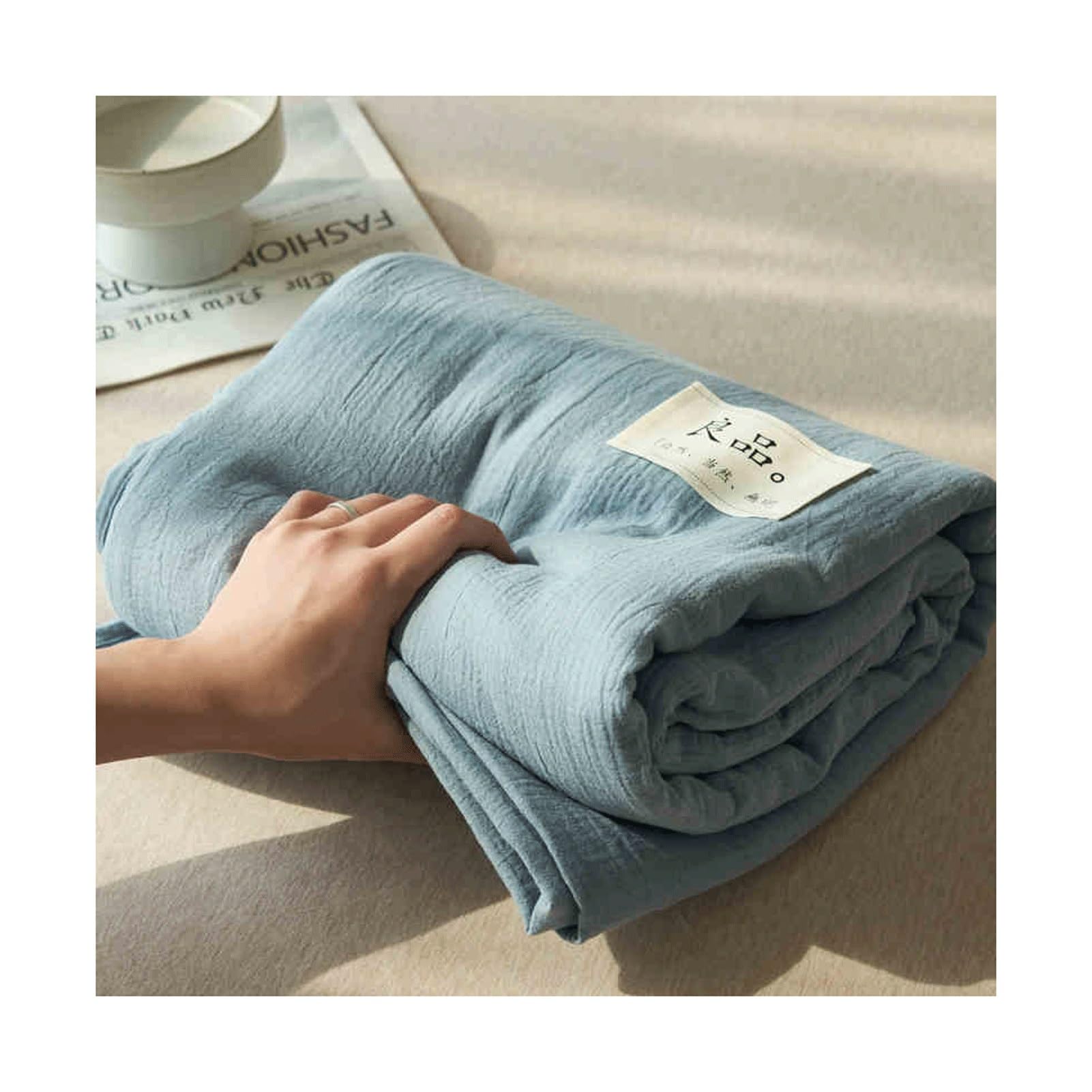 Drap de dessus gaze de coton bleu pour un sommeil doux et serein