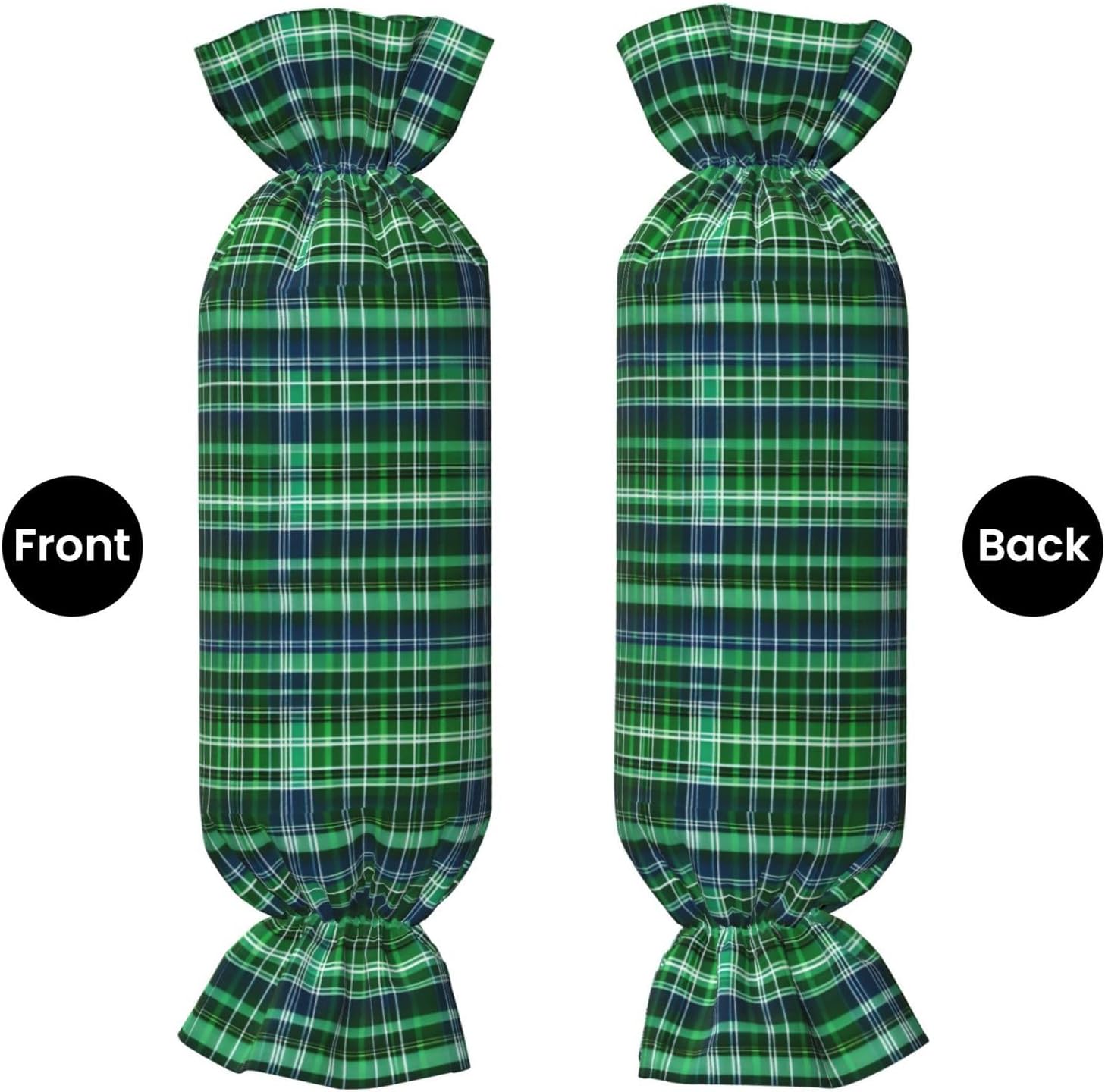 Blue and Green Scottish Tartan Print Candy Cylindrical Eco-Friendly Pillow Soft Velvet Living Room Bedroom Travel Decor