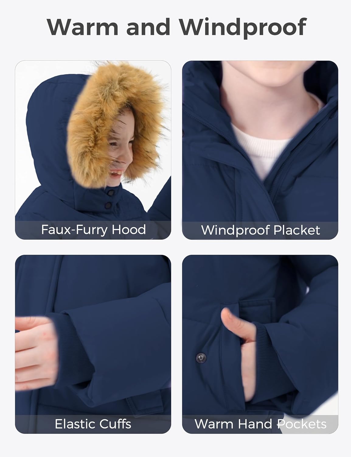 wantdo Girl's Winter Coat Long Puffer Jacket Fleece Parka with Hood Waterproof - Image 6