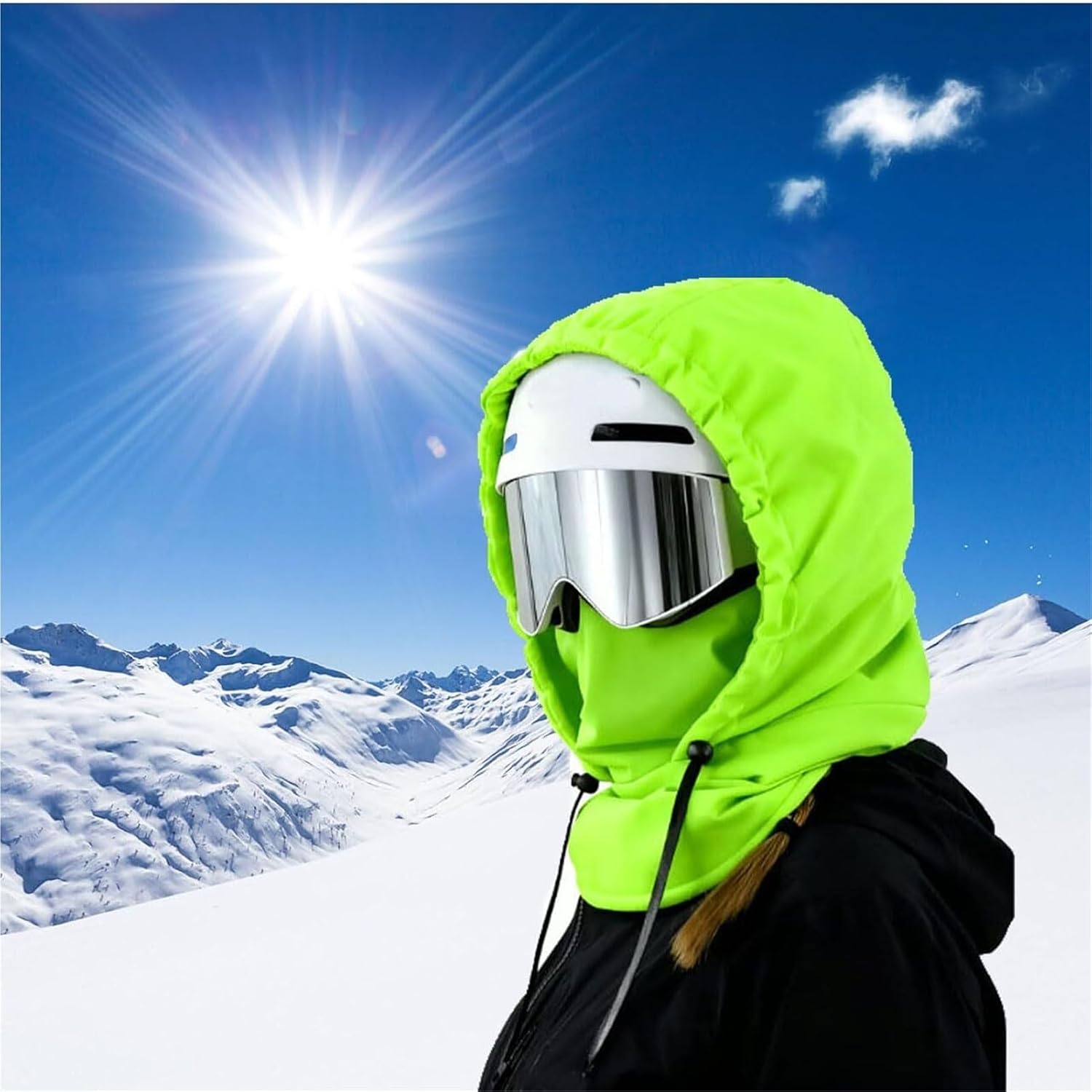 Waterproof Fleece-Lined Hood, Agriculturi Waterproof Fleece-Lined Hood, 3-in-1 Hood Hat with Drawstring for Skiing
