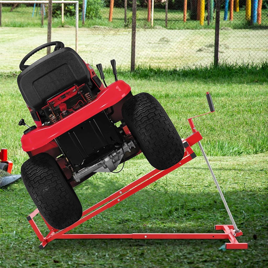 Lawn Mower Lift Jack, 800 Lbs Capacity Riding Mower Lift with 45° Tilt Adjustable and Telescopic Maintenance Jack Lifting Platform, for Riding Lawn Mower, Zero Turn Lawn Mowers, Lawn Tractor