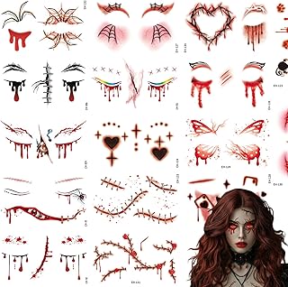 16 hojas de tatuajes de ojos de Halloween par...