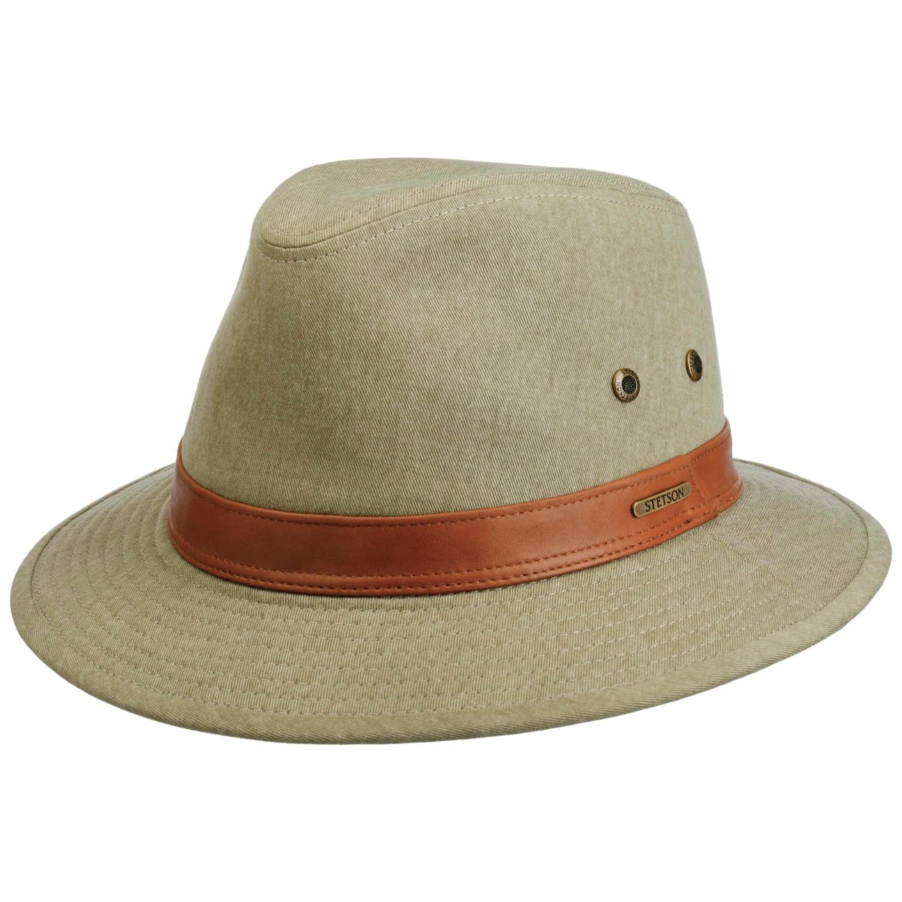 Stetson Cotton Traveller Outdoorhut Zeitloser Unifarbener Hut mit Metallösen Komfortabel Herren Ganzjährig
