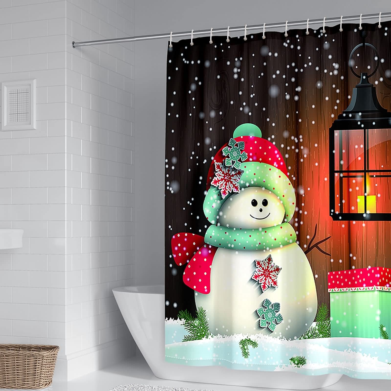 Rideau de douche salle de bain KnSam bonhomme de neige anti moisissure
