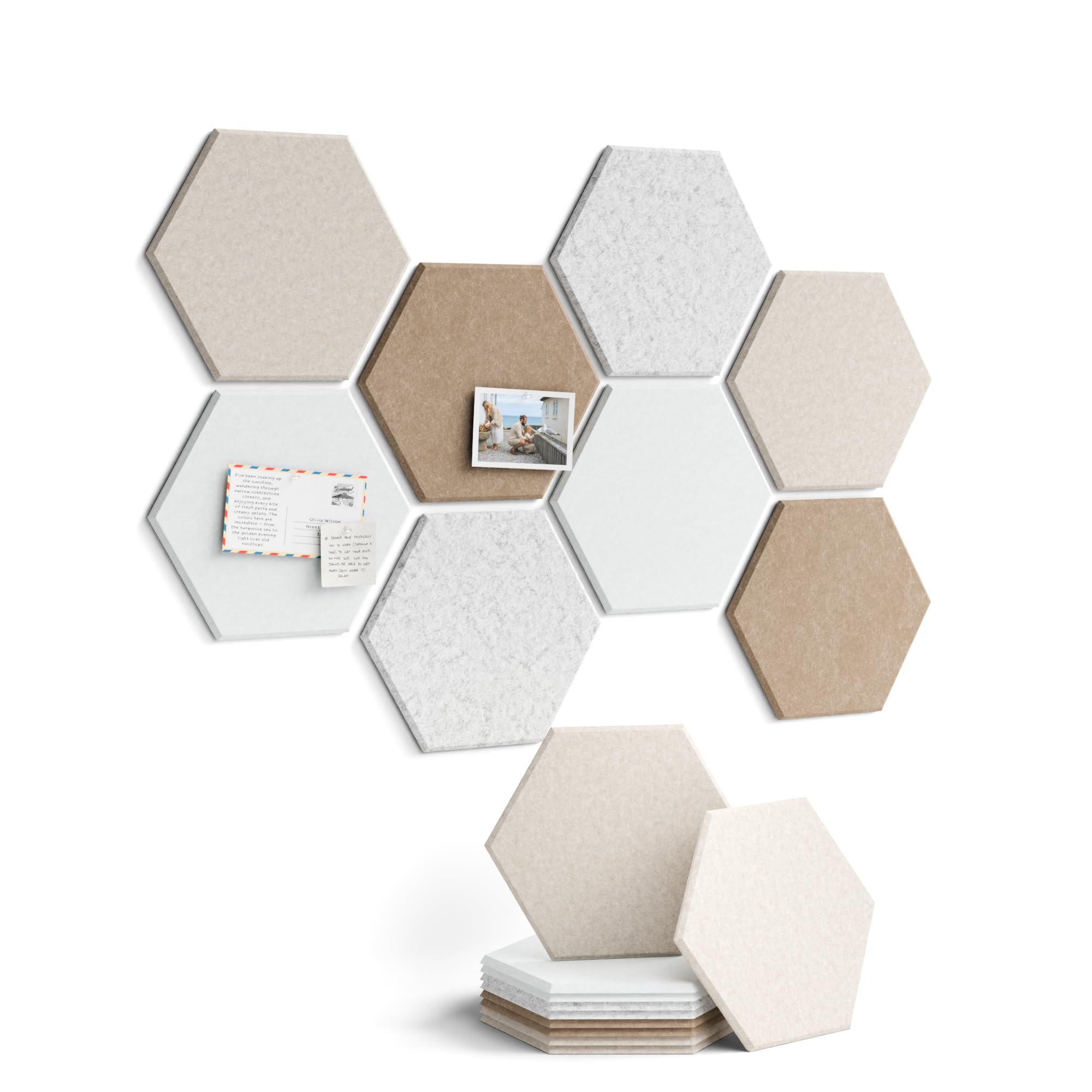 Fluxynara 8-Pack Hexagon Cork Board Alternative Wall Decor, Stone Beige