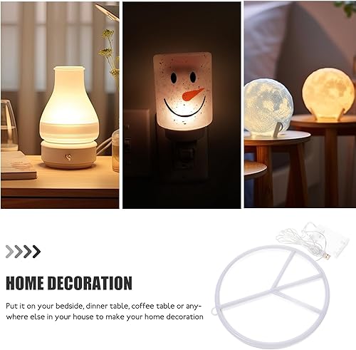 Miniatura 7 de OSALADI Luz de neón con símbolo de la paz, funciona con pilas y alimentada por USB, lámpara de noche LED para dormitorio, sala de estar y decoración