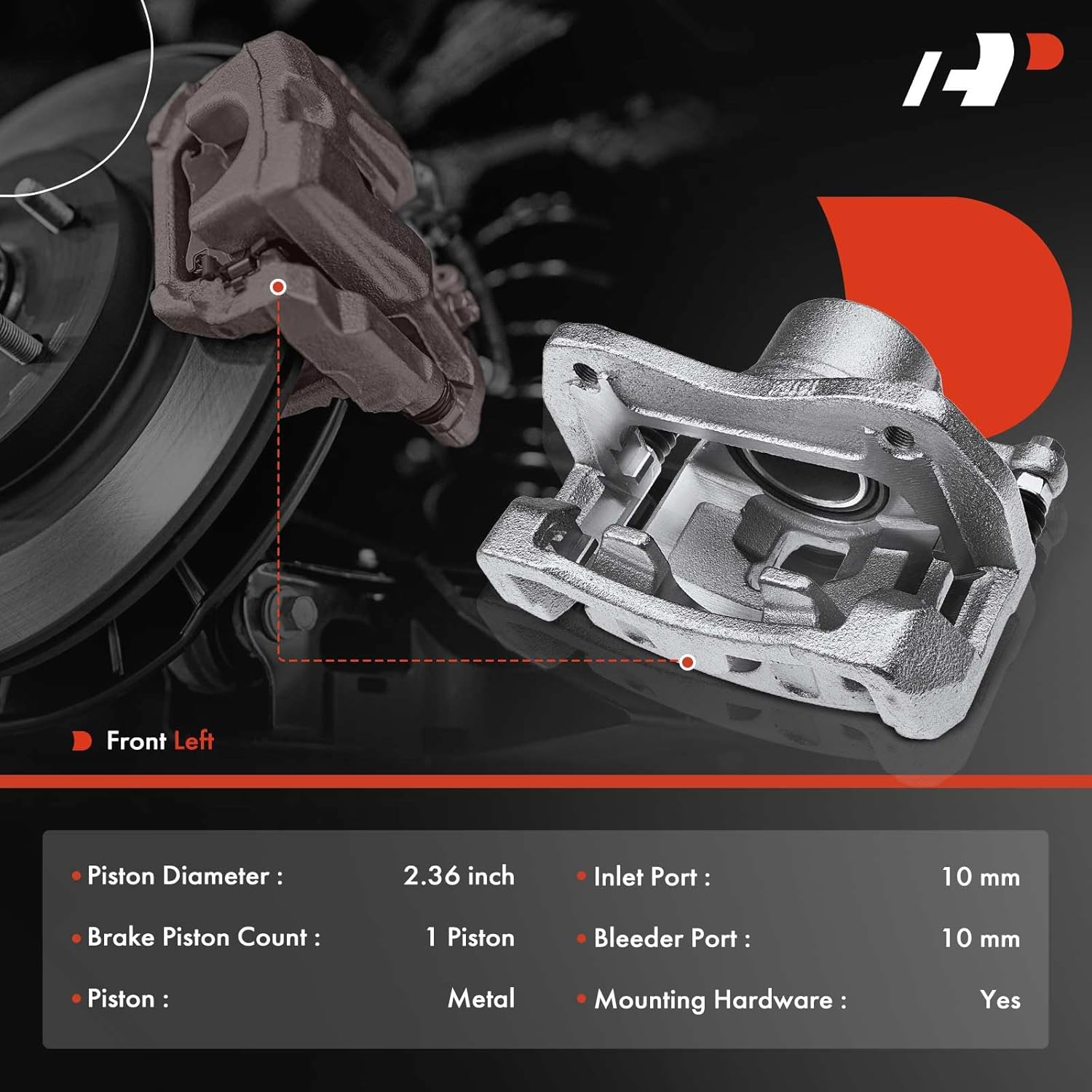 A-Premium Disc Brake Caliper Assembly with Bracket Compatible with Select Hyundai & Kia Models - Tucson 2016-2021, Sportage 2017-2020, 1.6L 2.0L 2.4L - Front Left Driver Side