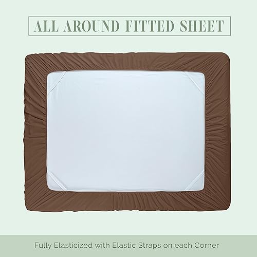 Vista 21 de Elegance Linen® - Juego de sábanas de 4 piezas, resistente a las arrugas, 1500 hilos, ultrasuaves, esquinas tipo bolsillos profundos de hasta 16