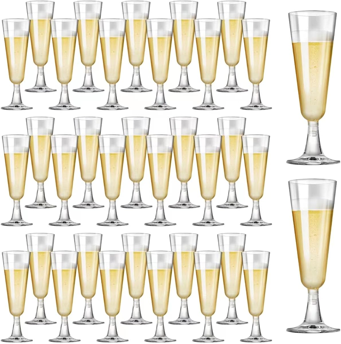 SUREHOME Plastic Champagne Flutes 40 Pack Disposable Champagne Glasses 5oz Clear Plastic Mimosa Glasses Wedding Cocktail Cups Bulk for New Years Eve Party Supplies 2026 Engagement Birthday Decorations
