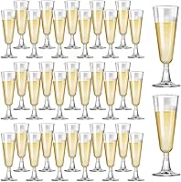 SUREHOME 40 Pack Clear Plastic Champagne Flutes 5oz Disposable Glasses - Shatterproof Mimosa Cups for Weddings, New Year's Eve, Parties & Events