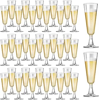SUREHOME Plastic Champagne Flutes 40 Pack Disposable Champagne Glasses 5oz Clear Plastic Mimosa Glasses Wedding Cocktail Cups Bulk for New Years Eve Party Supplies 2025 Engagement Birthday Decorations